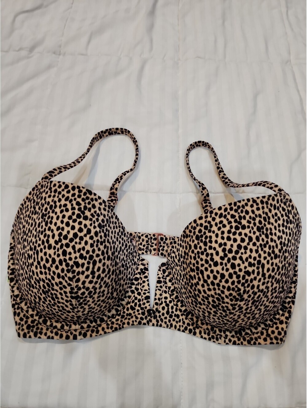 Shade & Shore Leopard Print Bikini Top Underwire Sz 36D Vietnam RN#17730